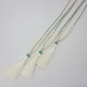 Extra Long Tassel World Changing Necklace White